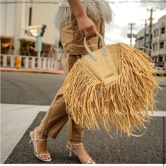 Jacqumeus straw fringe beach bag - Picture 2 of 2